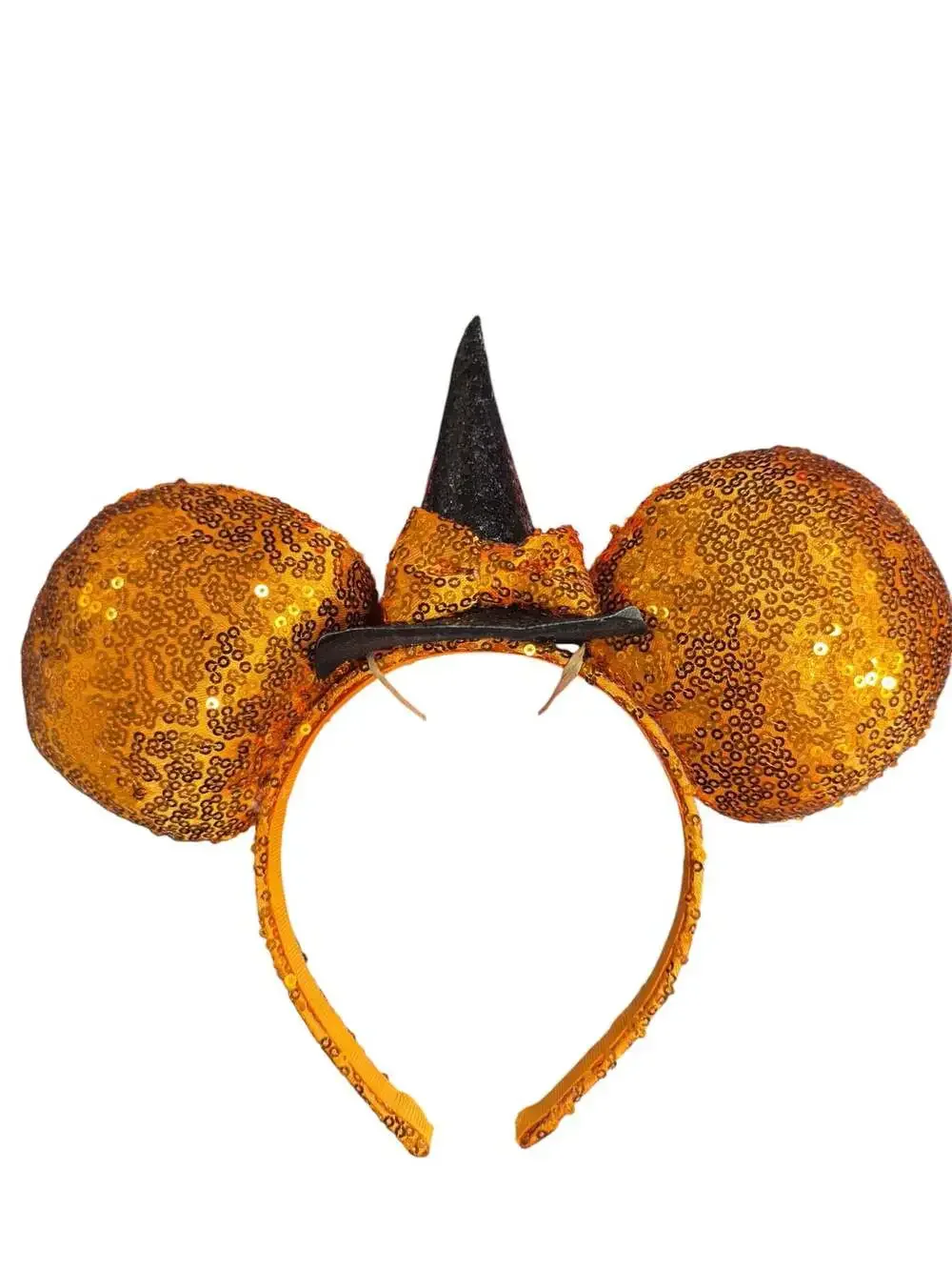 Disney Minnie Mouse Halloween Orange Sequin Witch Hat Headband
